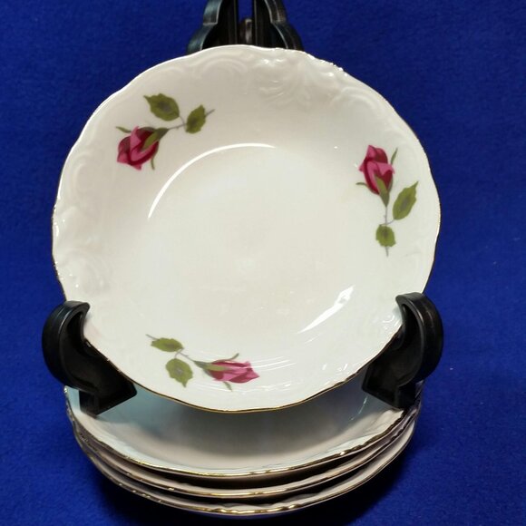 Royal Kent Red Roses Dessert Bowl Set Sauce Fruit Bowl Set of 4 Poland Pre-Owned - Picture 2 of 10